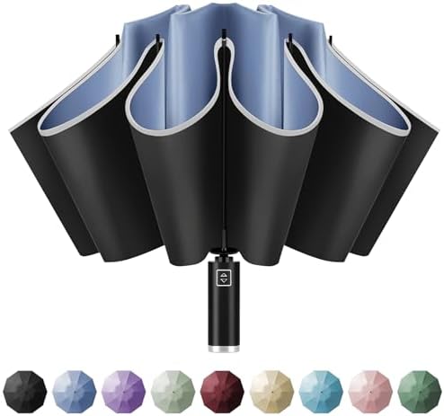 Yoobure Inverted Travel Umbrella 464 Windproof Lightweight Folding with UV Protection