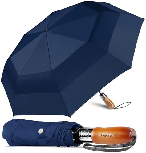 Lejorain Large Folding Golf Umbrella - 54 Inch Windproof Auto Open Close