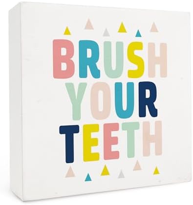 Kids Bathroom Decor Wooden Box Sign 5x5 1