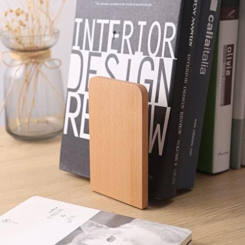 Muso Wood Book Ends for Shelves - Heavy Duty Beech Wood Pair