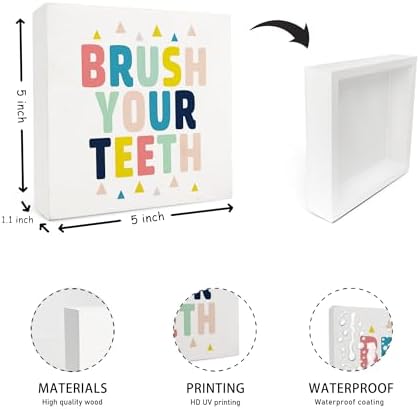 Kids Bathroom Decor Wooden Box Sign 5x5 1