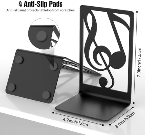 Metal Book Ends Black 3 Pair Heavy Duty