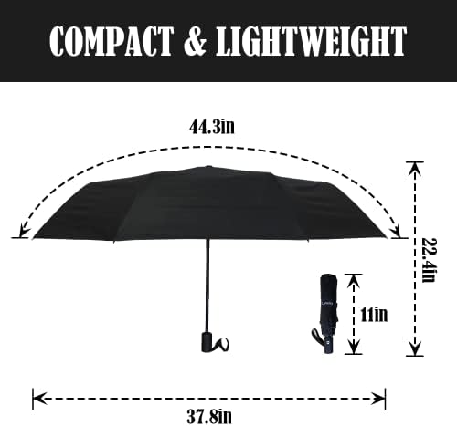 LLanxiry Compact Travel Umbrella Windproof Waterproof Stick Umbrella with Anti-UV Protection