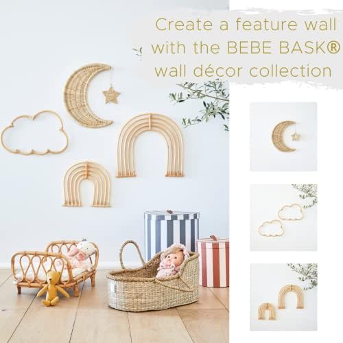Handmade Rattan Moon Wall Decor with Stars