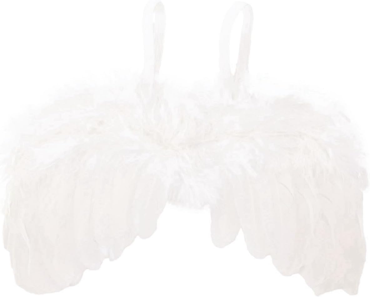 Nishine 2 Pack White Newborn Fuzzy Feather Angel Wings and Headband Set