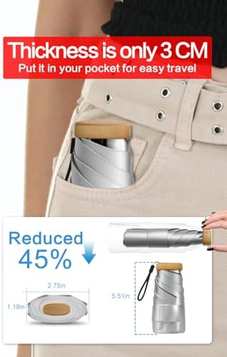 Moorrlii Mini Travel Folding Umbrella - UPF 50 UV Protection