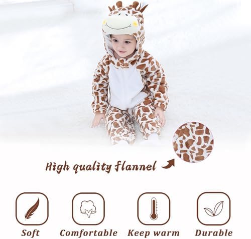 TONWHAR Baby Tiger Dinosaur Costume Hooded Romper for Kids