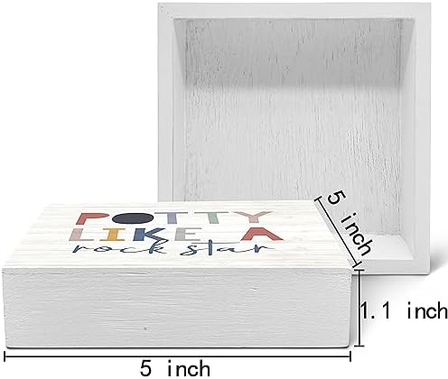 SRADMO Funny Kids Potty Sign Rock Star Wood Box Decor