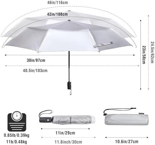G4Free UPF 50 Windproof Travel Umbrella 42 Inch Auto Open Close