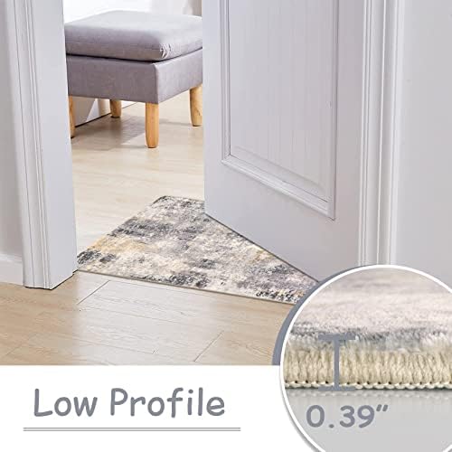 Lahome Modern Abstract Gray Area Rug for Bathroom and Entryway