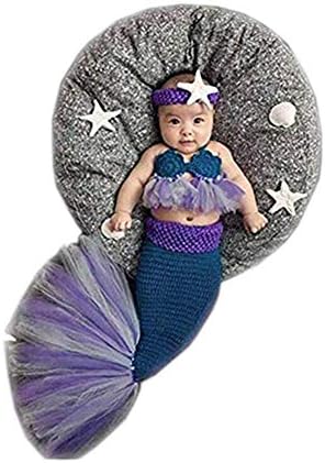 Lppgrace Newborn Baby Girl Mermaid Costume Headband Bra Set 1