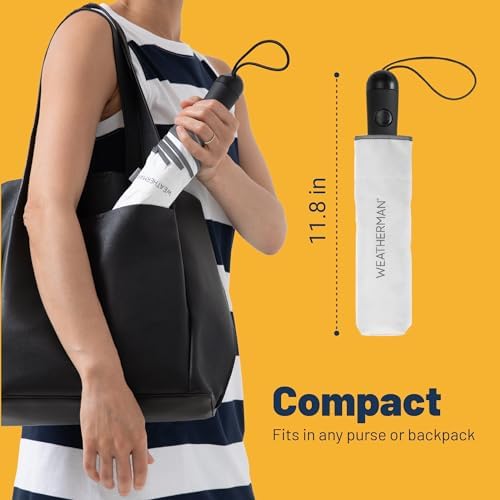 Weatherman Mini Umbrella - Windproof 45 MPH Compact Travel