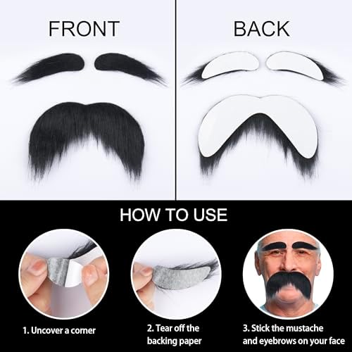 Koonfan Fake Mustache and Eyebrows Set