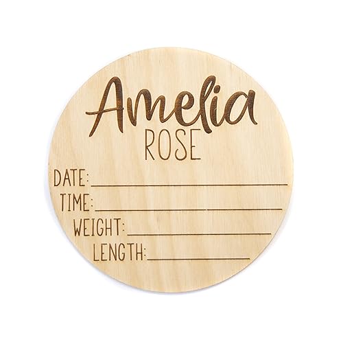Personalized Wooden Baby Announcement Sign - 4 5 6 Diameter 1