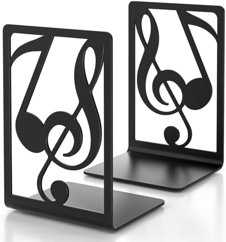Metal Bookends Black 1 Pair - Heavy Duty Decorative