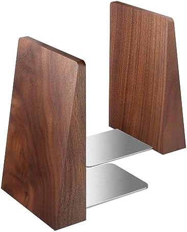 DRELIFAM Black Walnut Book Ends Heavy Duty