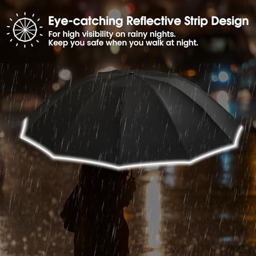 G4Free 54 Inch Double Layer Inverted Umbrella with Reflective Strips