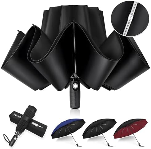 Bachdomc Inverted Windproof Umbrella for Travel and Weather Protection