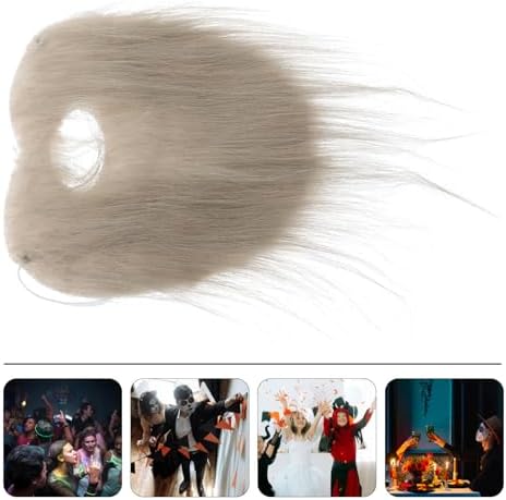 Alipis Grey Fake Beard and Mustache Set for Costume Parties