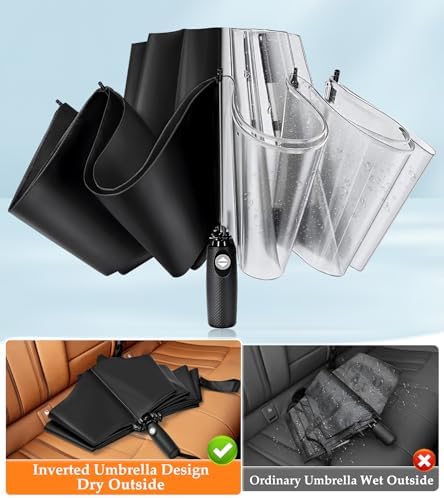 Bachdomc Inverted Windproof Umbrella for Travel and Weather Protection