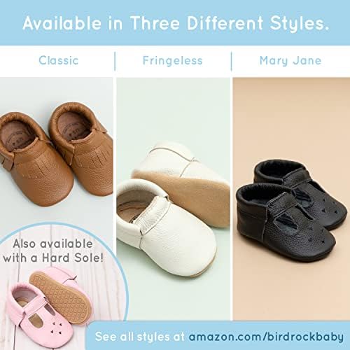 BirdRock Baby Fringeless Moccasin Shoes for Newborns and Toddlers