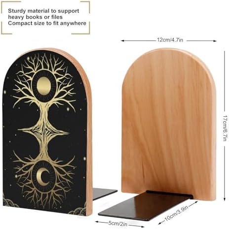 Ruhho Tree-Life-Sun-Moon Decorative Bookends 1 Pair