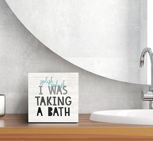SRADMO Splish Splash Bathroom Wood Box Sign Decor