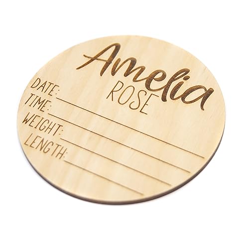 Personalized Wooden Baby Announcement Sign - 4 5 6 Diameter 1
