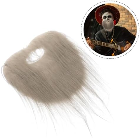Alipis Grey Fake Beard and Mustache Set for Costume Parties