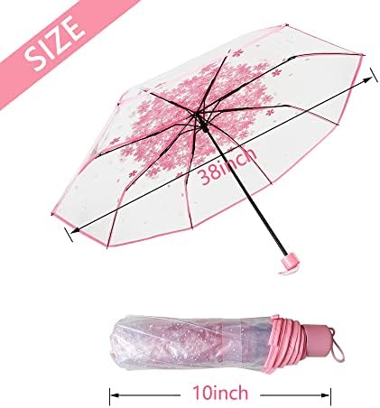JOBEDE Three Fold Transparent Sakura Umbrella