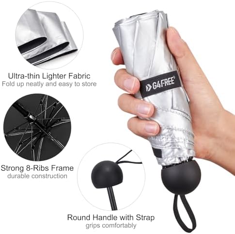 G4Free Compact UV Umbrella UPF 50 Windproof for Travel