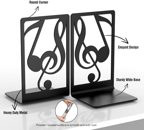 Metal Book Ends Black 3 Pair Heavy Duty
