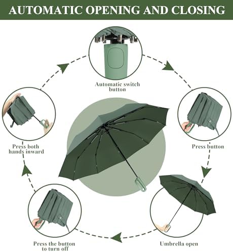 QWB TUMAAOTU Folding Travel Umbrella with Carabiner Clip