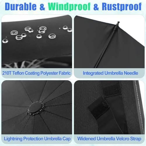 GAOYAING 46 Inch Automatic Folding Umbrella with Sleeve Black