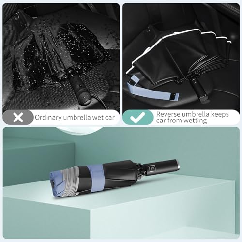 Yoobure Inverted Travel Umbrella 464 Windproof Lightweight Folding with UV Protection