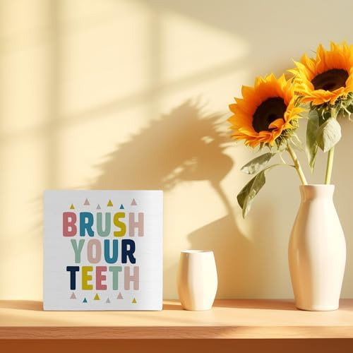 Kids Bathroom Decor Wooden Box Sign 5x5 1