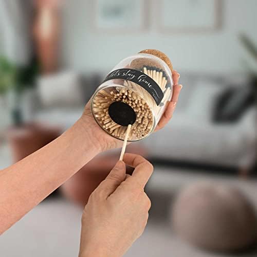 Cute Glass Match Jar Cloche with 135 Matches