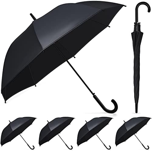 Fabbay 6 Pcs Wedding Style Stick Umbrellas with J Hook Handle