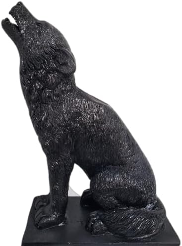 Dark Gothic Halloween Candlestick Holder with Wolf Figurine