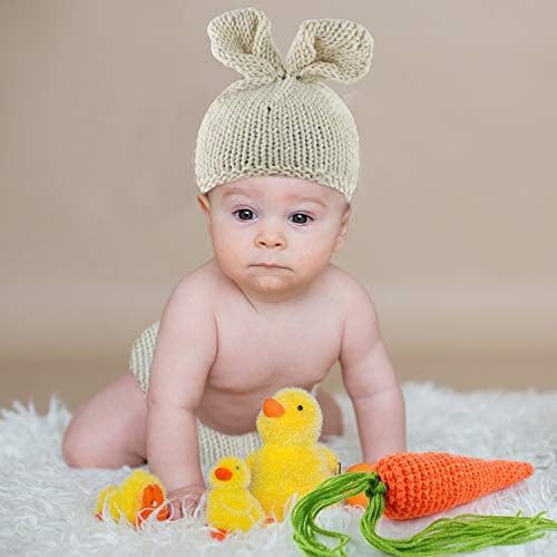 FEPITO Baby Bunny Costume Crochet Knit Newborn Photography Prop