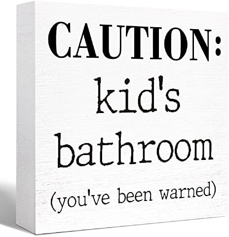Funny Kids Bathroom Wood Block Sign 5x5x11 1