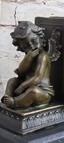 European Bronze Angel Bookend Figurine Handmade Art