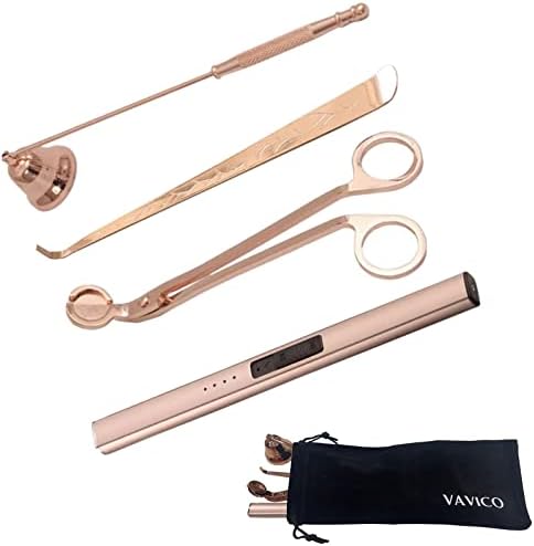 VAVICO Rose Gold Candle Care Kit with USB Rechargeable Lighter