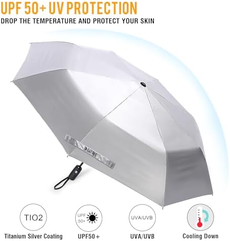 G4Free UPF 50 Windproof Travel Umbrella 42 Inch Auto Open Close