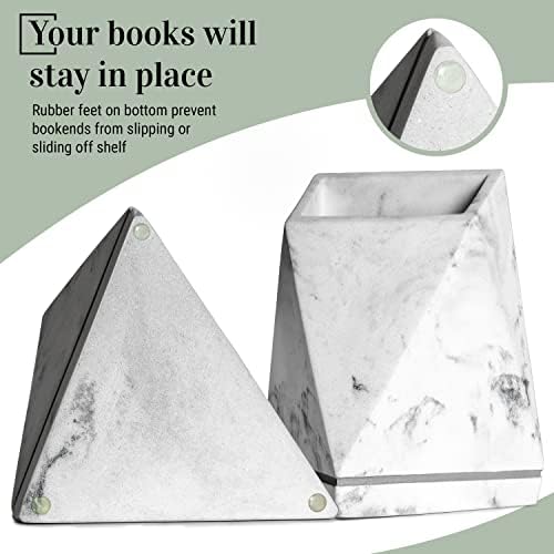 Marble Style Decorative Book Ends for Shelves White