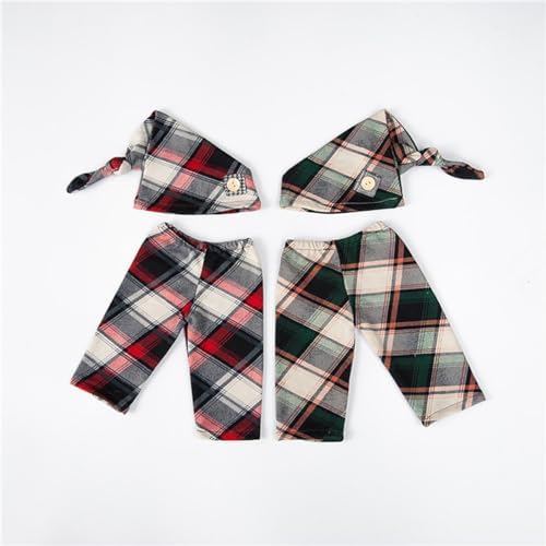 Vomdrok Newborn Baby Gentleman Lattice Hat and Pants Set