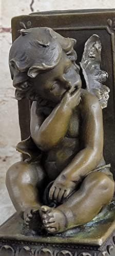 European Bronze Angel Bookend Figurine Handmade Art