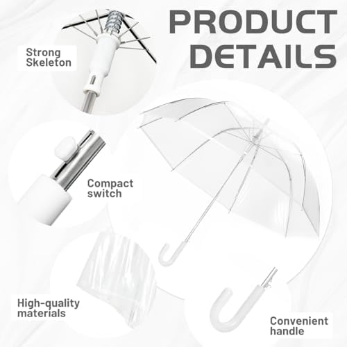 10 Pcs Clear Wedding Umbrellas Transparent Windproof Umbrellas for Outdoor Events