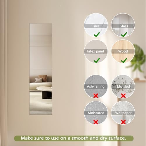 Quacc 4PCS 8x8 Inch Frameless Acrylic Mirrors