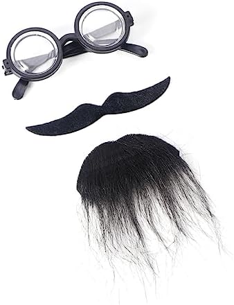 Three Piece Halloween Costume Fake Eyeglasses Beard Goatee Props